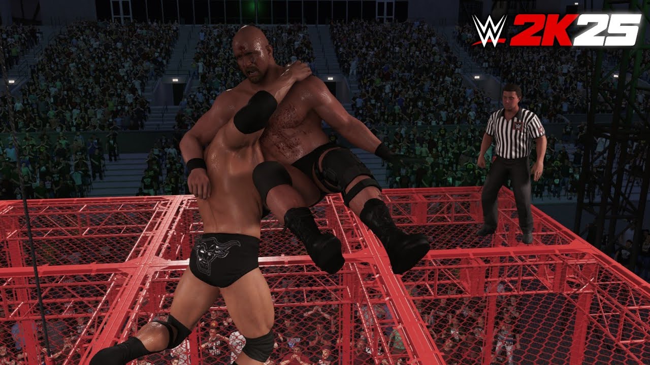 WWE 2K25 – The Rock vs Stone Cold | Hell in a Cell WWE Title Match (PS5) [4K60]