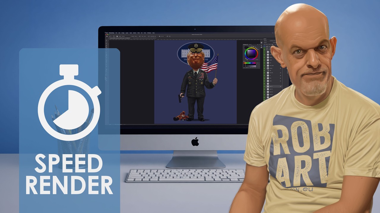 SPEED RENDER ILLUSTRATION ART | PaperTrollz Trump Caricature – Supreme Commander Parody Illustration