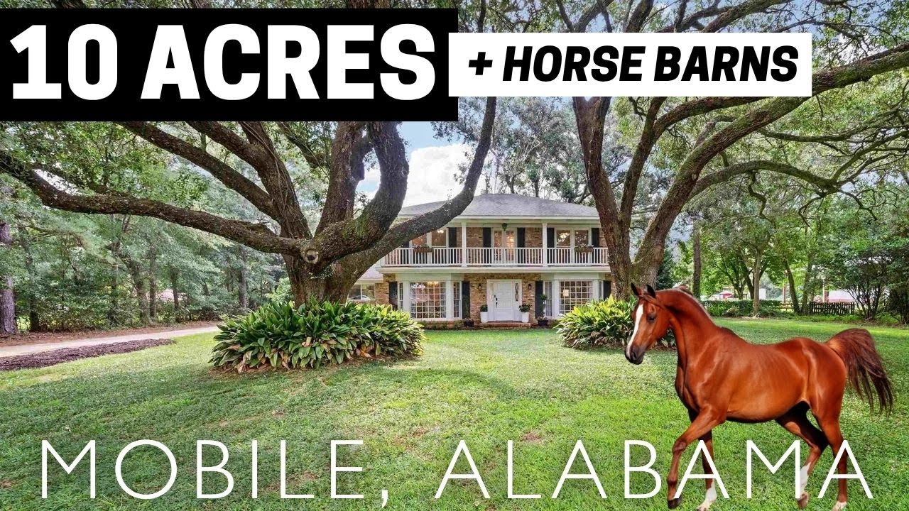 $750,000 House For Sale in Mobile Alabama on 10 Acres + Horse Farm + 4 Bed / 2900 Sq Ft