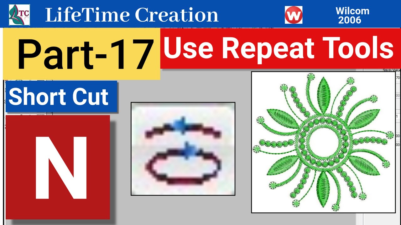 Repeat Tool Use In Wilcom Embroidery Design | Embroidery Design Punching | LifeTime Creation |Wilcom
