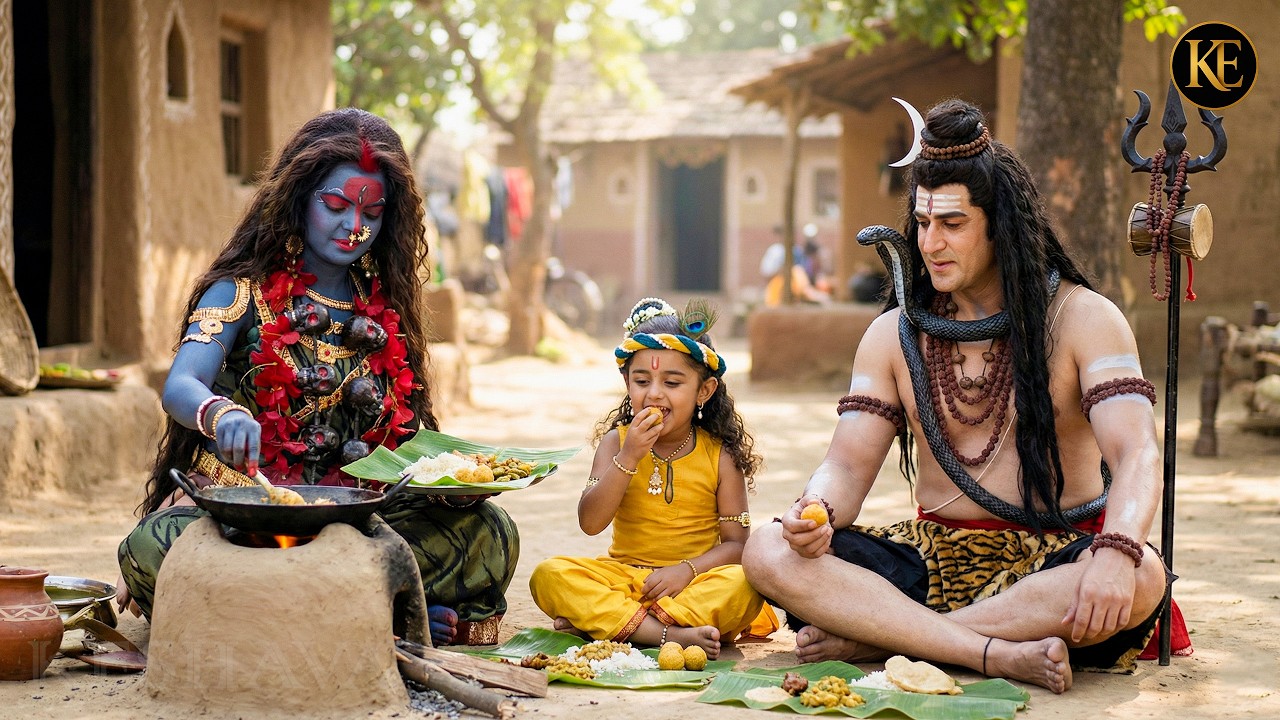 बाल कान्हा की जिद पर माँ काली और शिव जी ने किया साथ भोजन! || YMKN || Shree Krishan leela