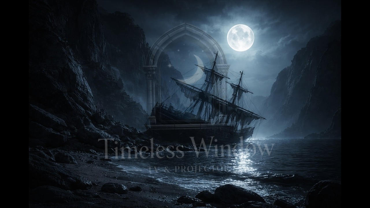Abandoned Ship in Dark Bay 🌑 Dark Ambient Water and Wind | Deep Sleep, Night Atmosphere