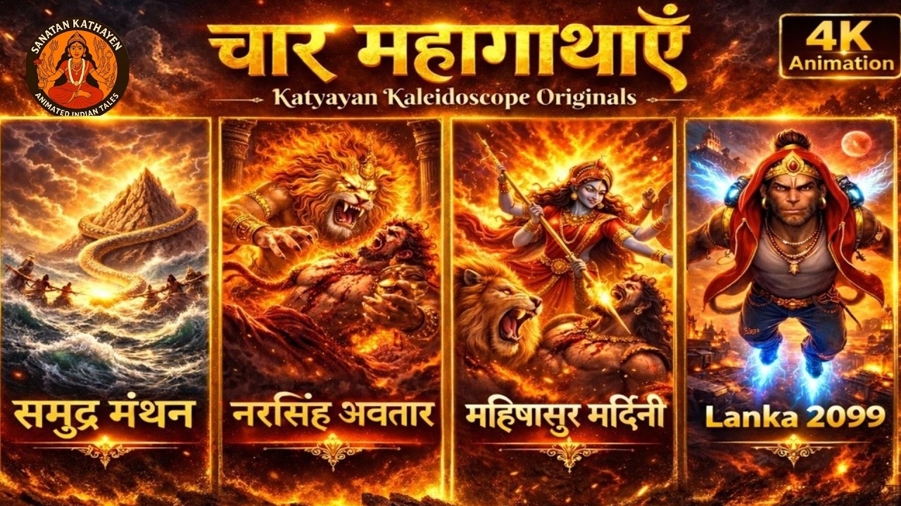चार महागाथाएँ: 33-Min Cinematic Marathon | Samudra Manthan | Narasimha | Durga | Lanka 2099