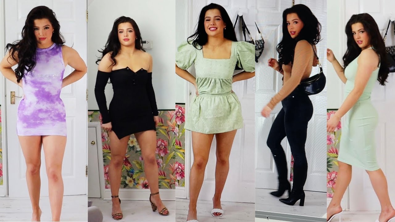 Exciting!!! PRETTY LITTLE THING clothing try on haul!! Party dresses!! mini skirts!! Emily Monks 💓