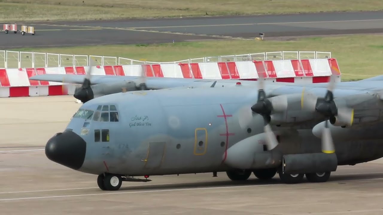 ROYAL SAUDI AIR FORCE LOCKHEED C130H HERCULES 474 ARRIVING AT BIRMINGHAM AIRPORT 13/09/25