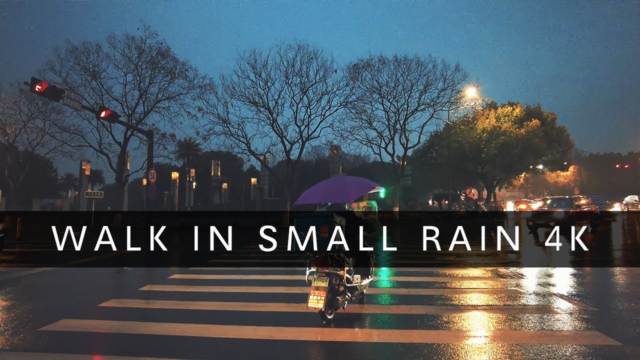 Walking in small rain China Yiwu  4k