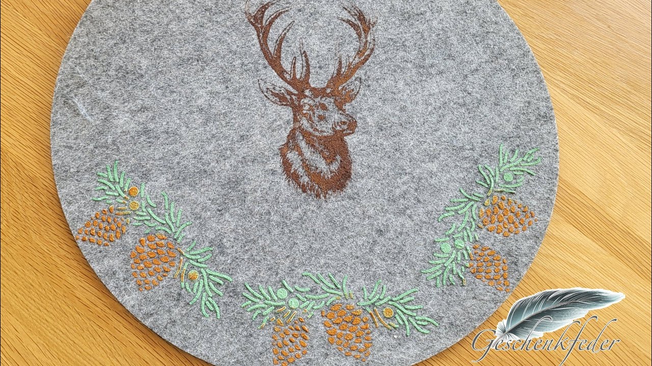 Hirschmotiv auf Filzunterlage mit Rost Effekt und Strukturpaste | 1309. DIY-Kreativ-Idee