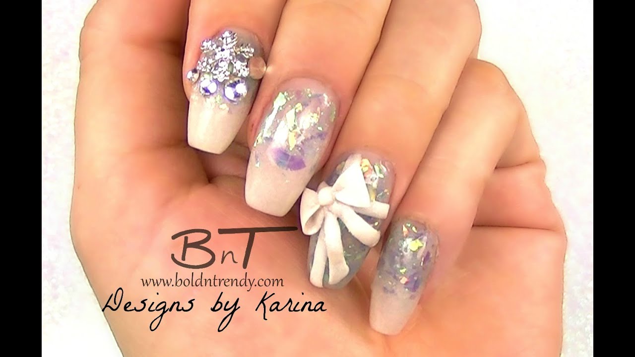 Christmas nail design ideas -  My Nails for Christmas 2015 - Acrylic nail designs (E054)