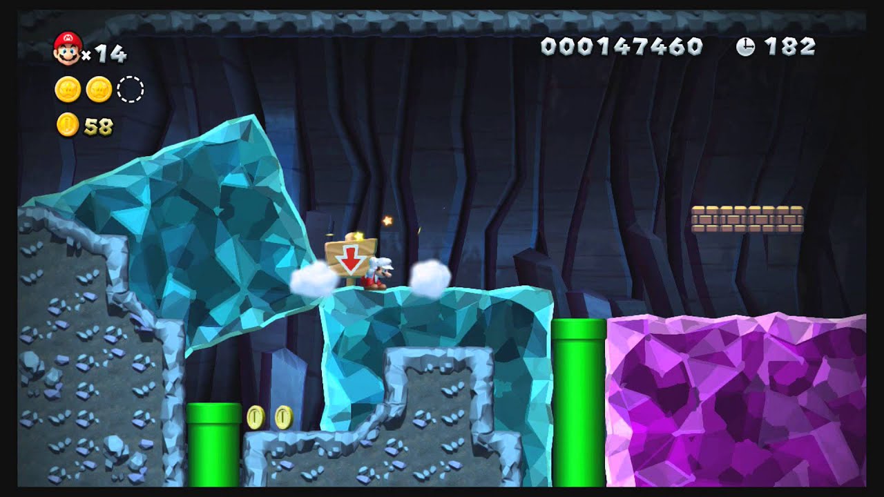 [WiiU] New Super Mario Bros U Mundo 1 (Dehesa Bellotera) Nivel 2 (La Caverna Escarpada) Secreto