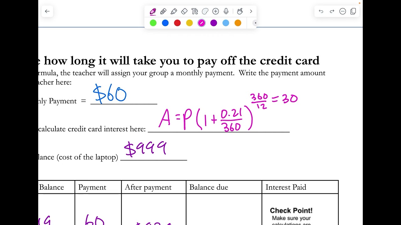 Credit Card Project Calculations Tutorial A2T
