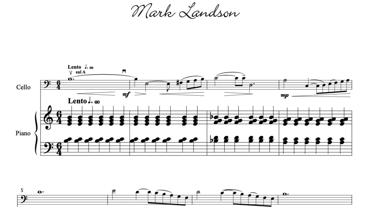 Dream on a Cirrus Sky - Mark Landson - Cello and Piano - Score video