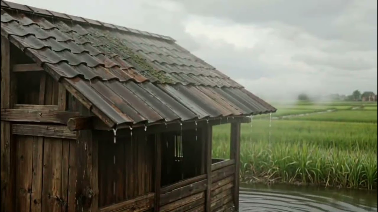 Heavy Rain Ambience in Quiet Countryside  Relaxing Nature Sounds for Sleep
