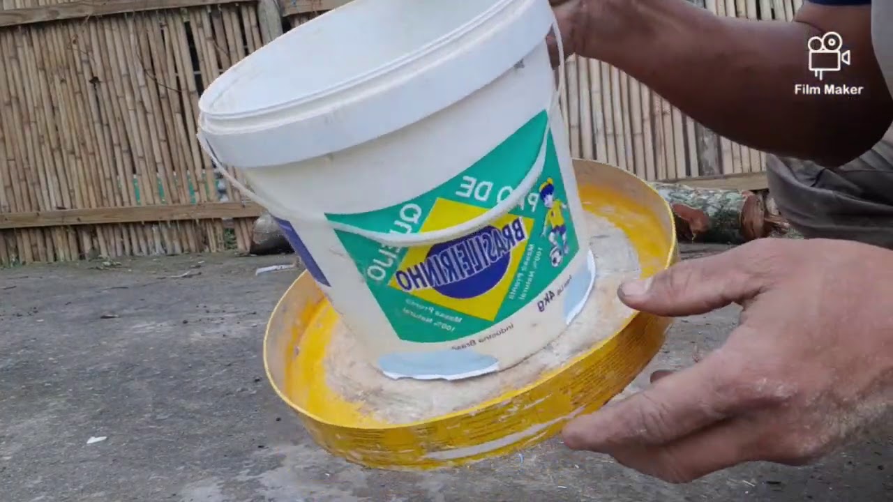 Easy DIY chicken feeder home made- how to  make a chicken feeder using old container