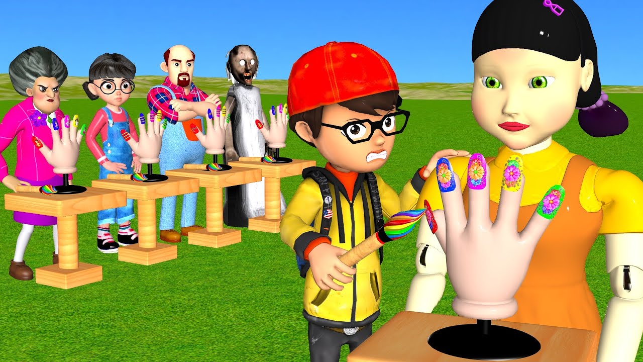 Игра «Кальмар против страшного учителя» 3D-макияж, блестки для ногтей, Nice or Error, 5-кратный в...