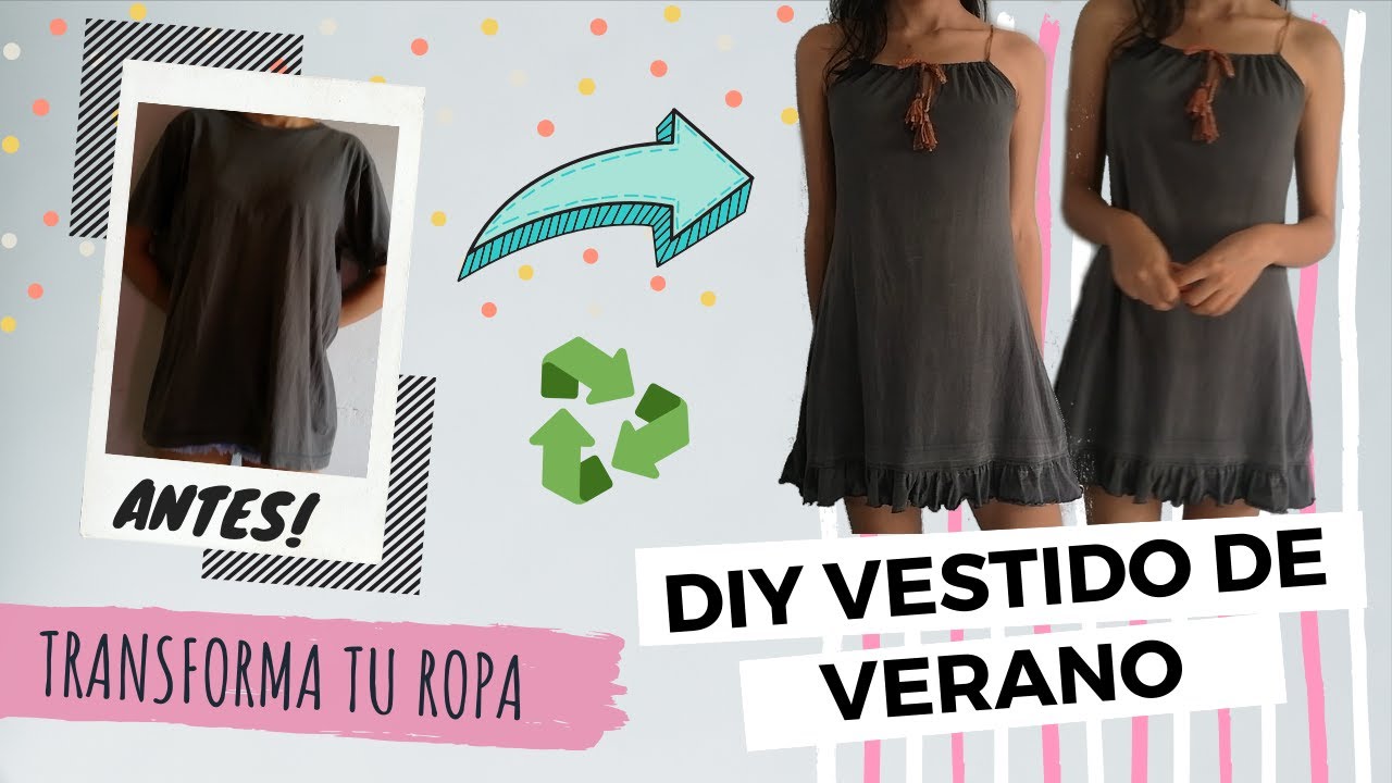 Transformar un polo o camiseta en un vestido || Como hacer un vestido de verano con volante