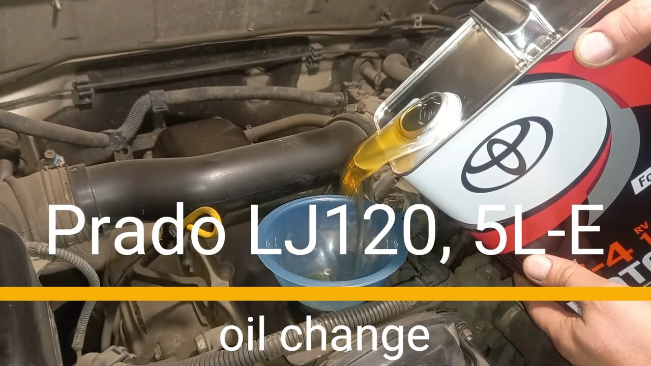 Toyota Land Cruiser Prado LJ120, 5L-E diesel, engine oil and engine oil filter change