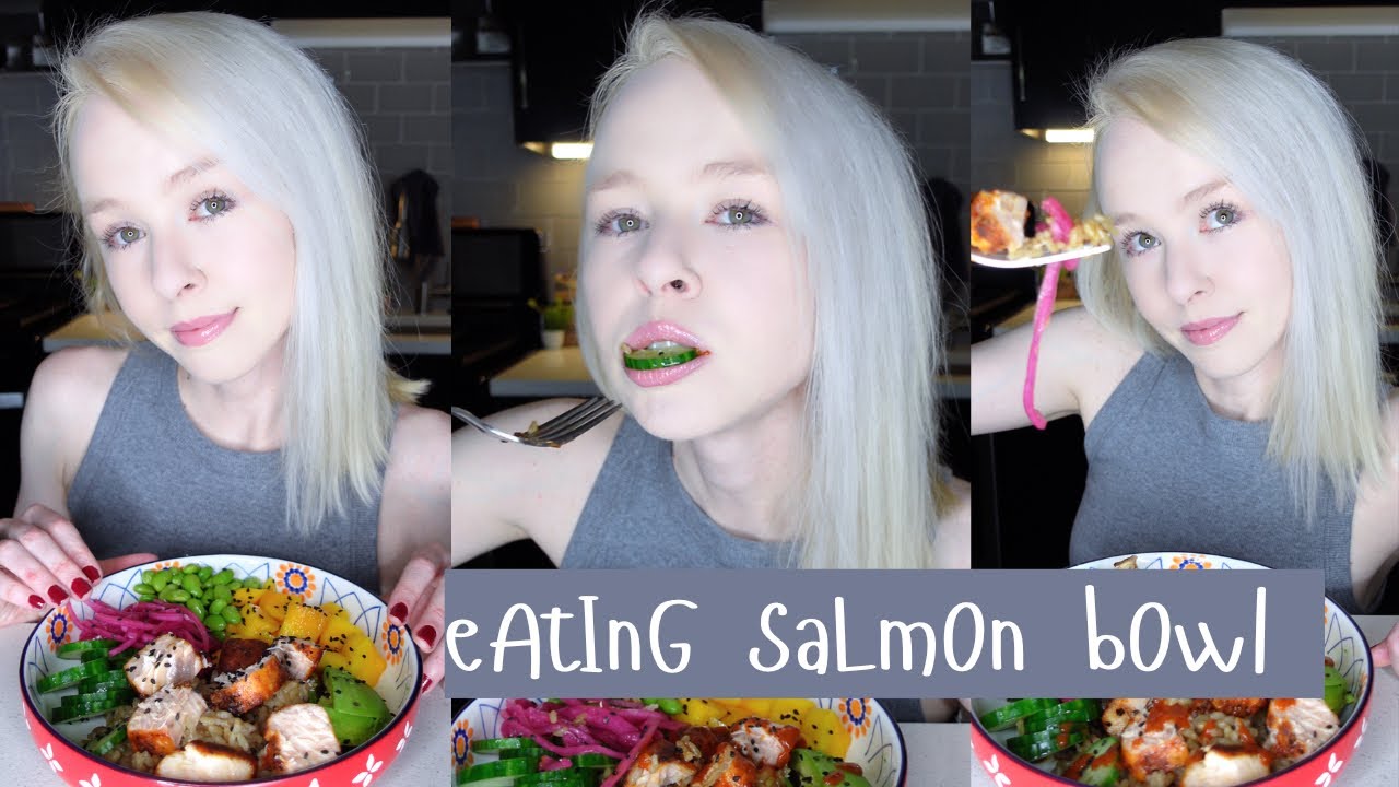 •eating fresh salmon🐟bowl• 
