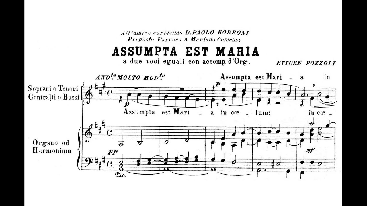 Pozzoli, Ettore (1873  - 1957) Assumpta est Maria, a due voci eguali con accomp. d'Org. od Harmonium