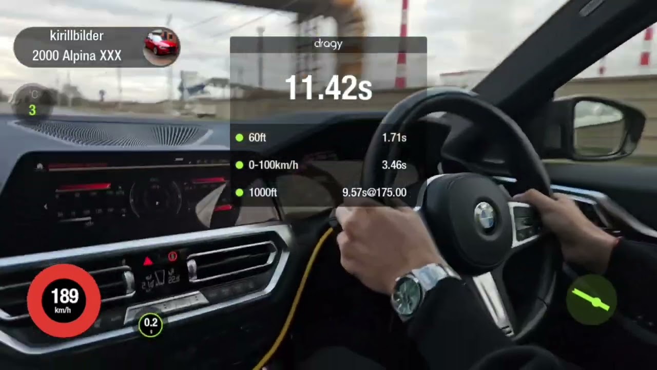 BMW G24 m440i 387hp stage2 0-100 402m 1/4 mile on dragy