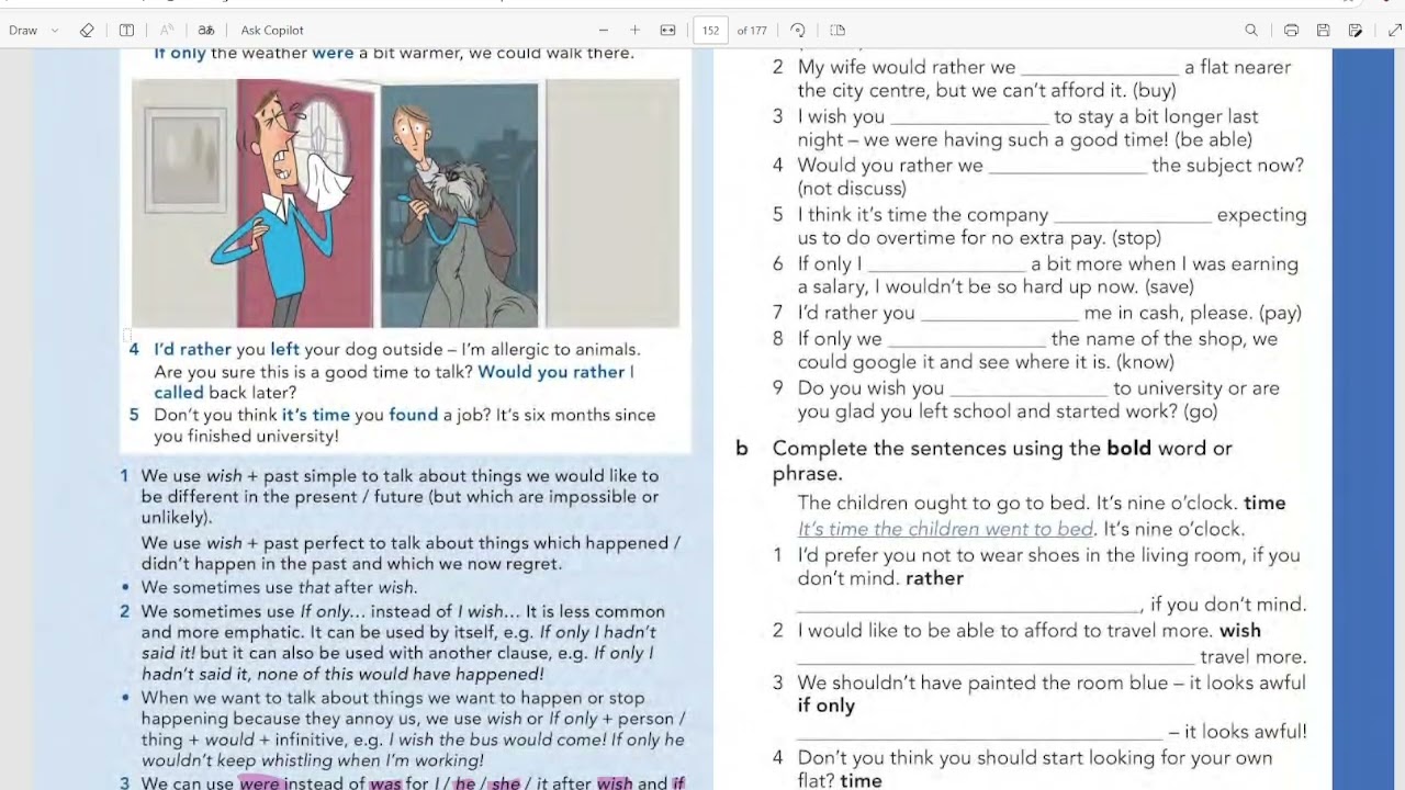 Real Grammar Lesson! | English File Advanced Unit 5B – Wish/If Only/High Time/ 'd rather (Unedited)