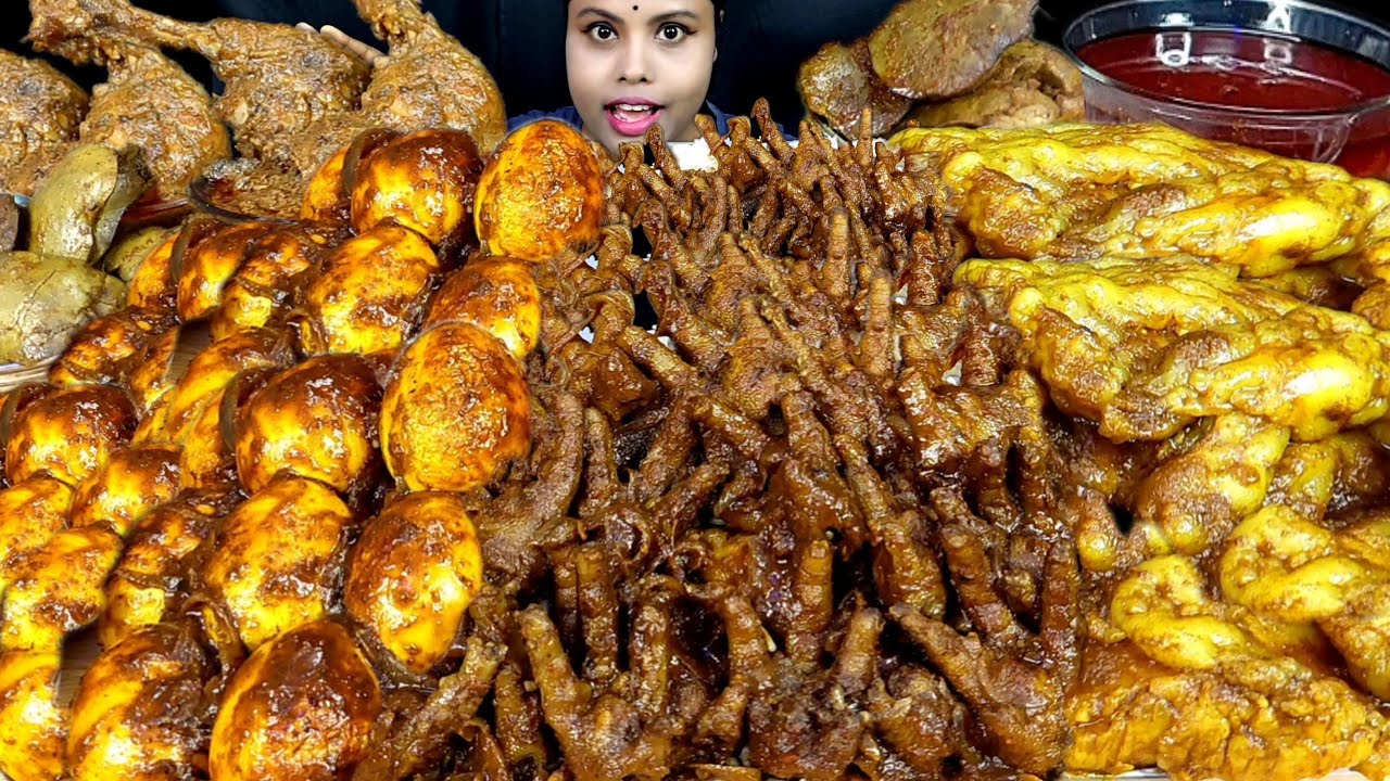 Eating Show Spicy Mutton Fat Curry Rice Mukbang Egg Curry Chicken Curry Liver Curry Feet Curry Asmr