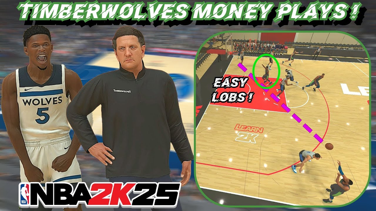 5 Timberwolves Money Plays In NBA 2K25 ! | EASY Lobs & 3's ! | Playbook Tutorial