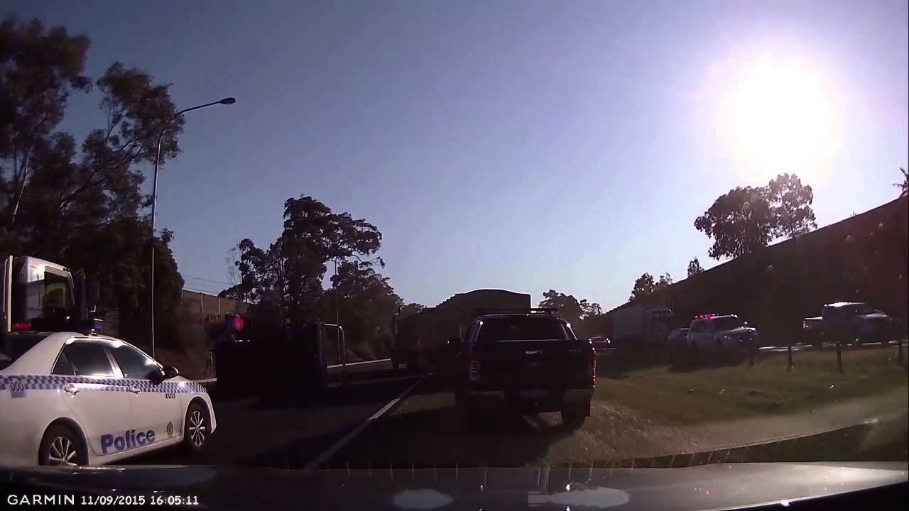 Truck Flipped Over On Motorway M2 Sydney Australia