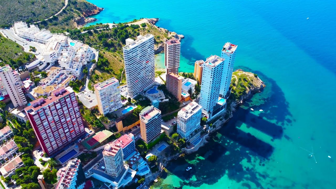 [4K] Benidorm Walk & Flight | Coastal Cliff Hike | Skyscrapers by Drone | Beaches and Villas