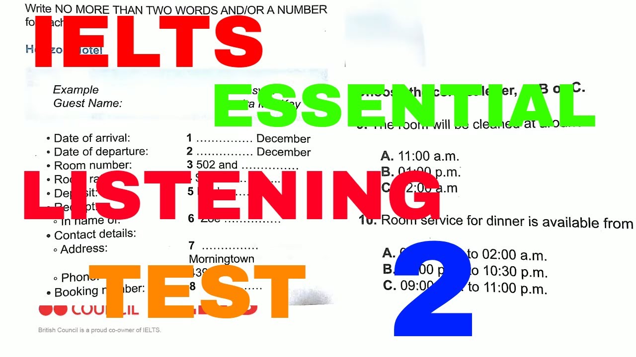 IELTS ESSENTIAL LISTENING TEST 2 WITH ANSWERS
