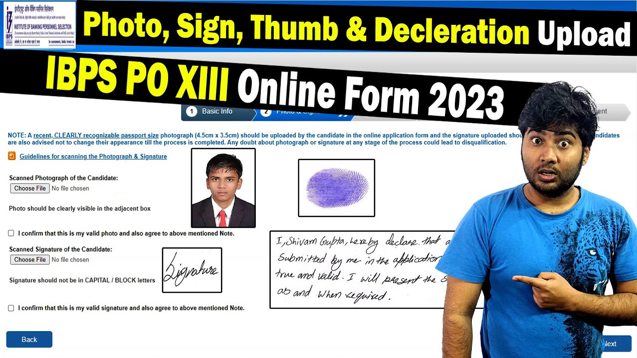 How to Upload Declaration, Photo, Signature & Thumb Impression for IBPS PO XIII 2023 Form | Fix P...