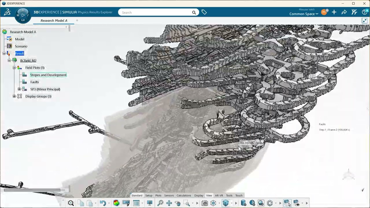 Cavroc StopeX model results visualisation with Physics Results Explorer