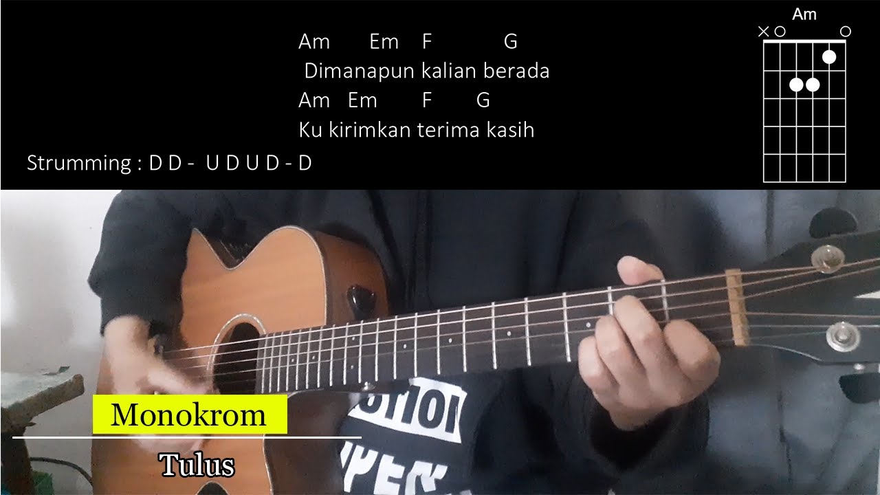 (Kunci Gitar Mudah) Monokrom - Tulus | Lembaran foto hitam putih aku coba ingat lagi Chord Lirik