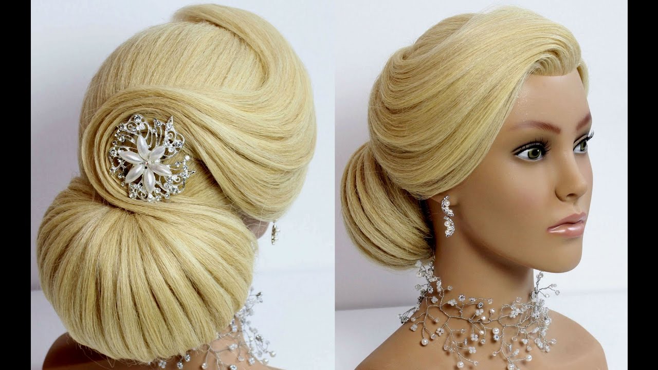 Wedding prom updo. Bridal hairstyle for long medium hair tutorial.