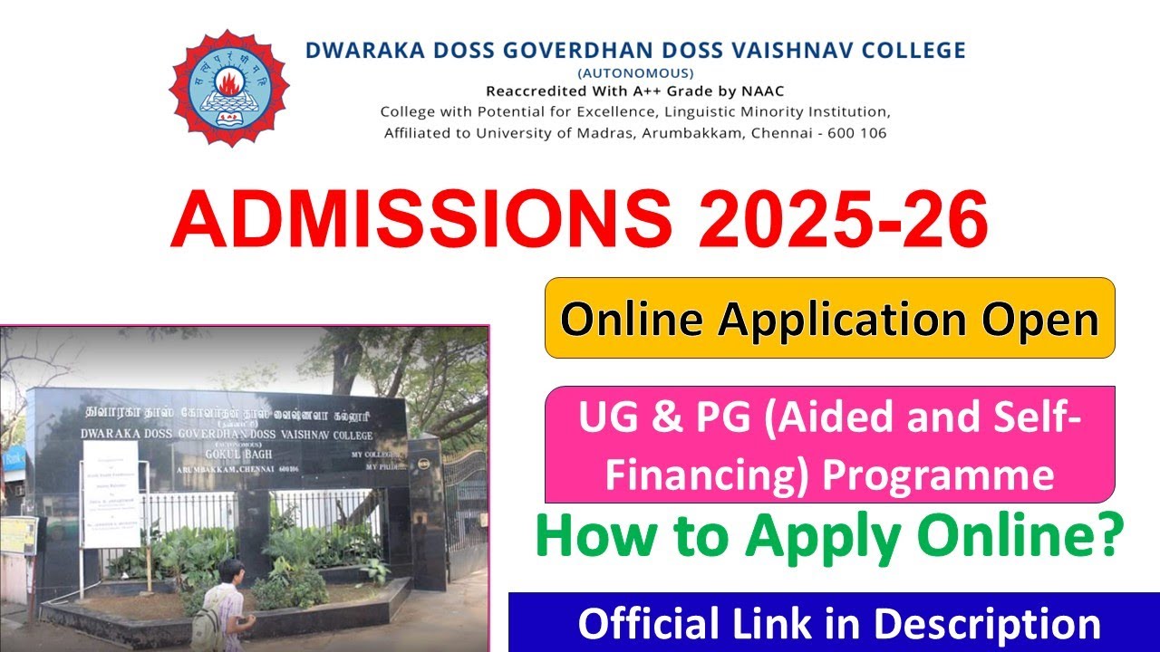 D G  Vaishnav College Admissions 2025 Online Application Open #dgvaishnavcollege