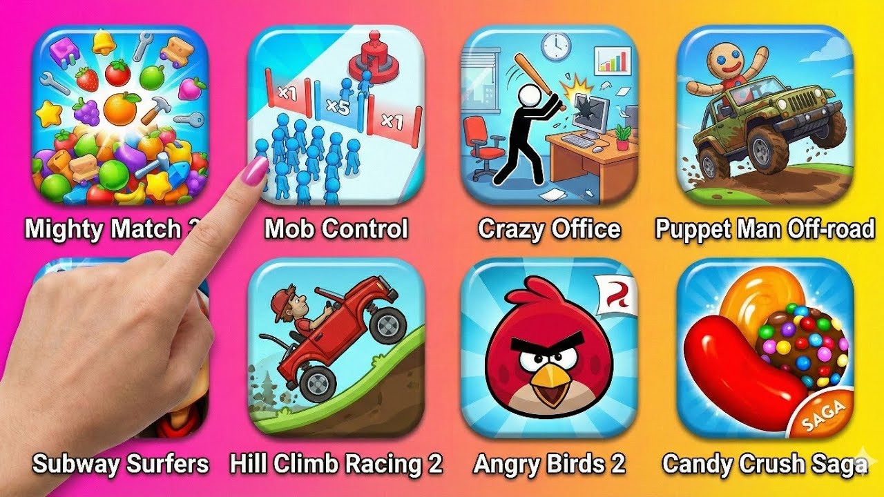 Mighty Match 3d Puzzle, ​Mob Control, Crazy Office Smash, Puppet Man Off-road Satisfying Games
