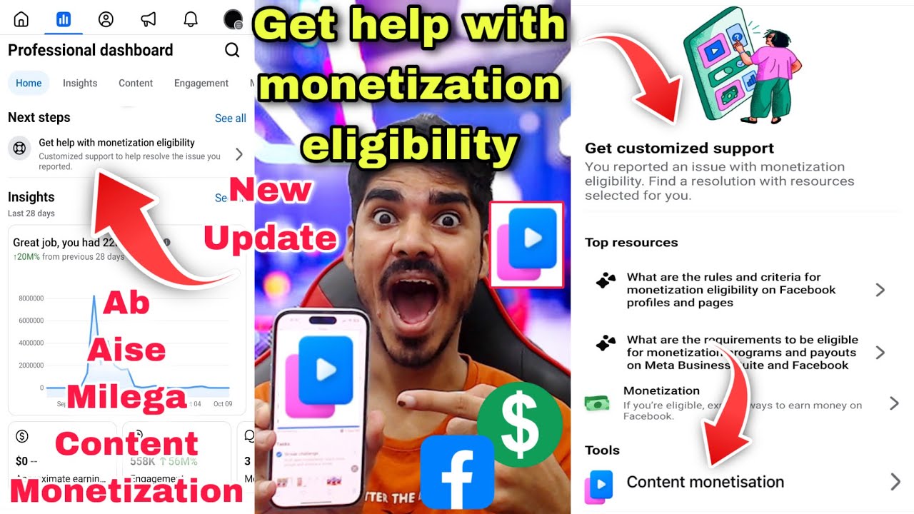Get help with monetization eligibility facebook 🤑 Get customized support facebook 😍 Facebook Update