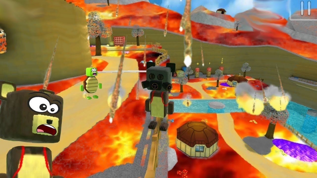 Jogo do urso, chuva de meteoro na vila das tartarugas, ch&atilde;o &eacute; lava super bear adventure, historinha