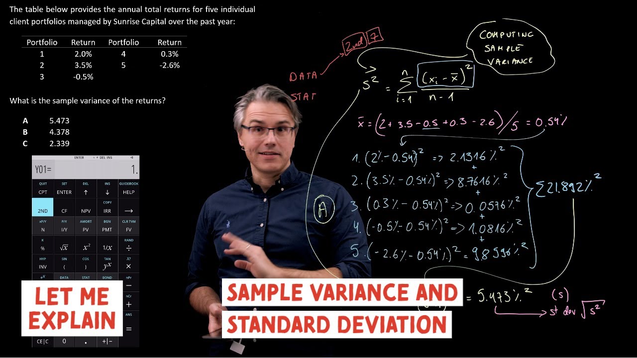 Sample variance and standard deviation (for the @CFA Level 1 exam)