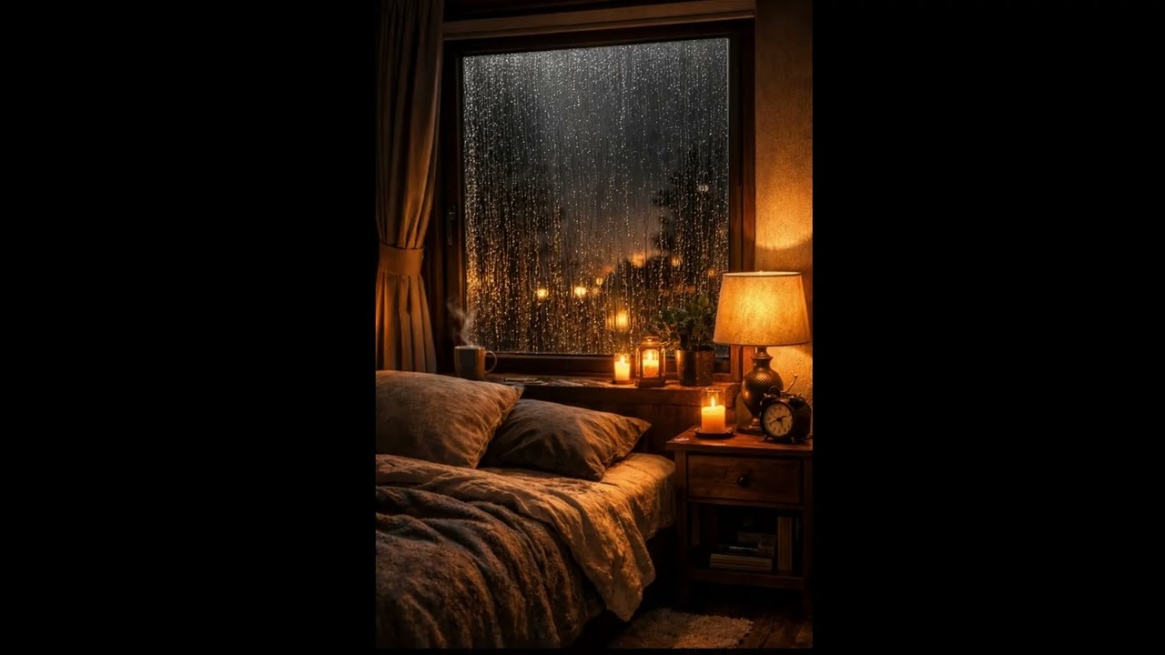 Rain on Window at Night 🌧️ Cozy Bedroom Ambience for Deep Sleep (1 Hour)
