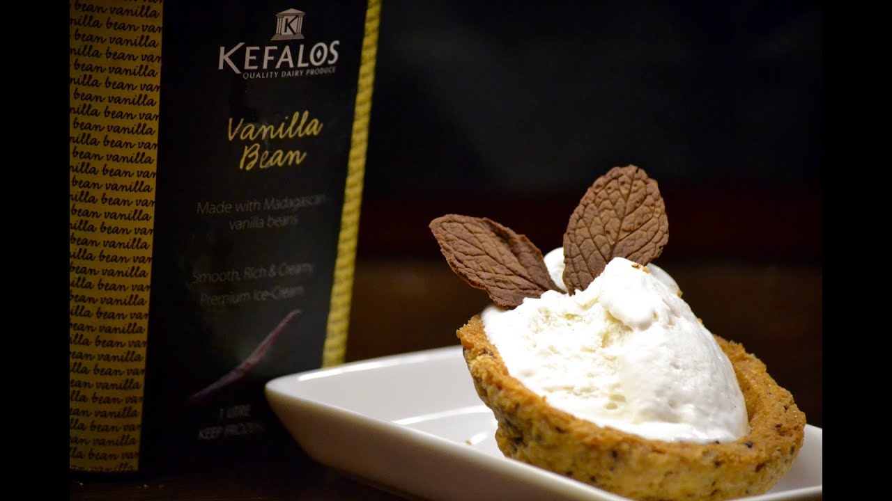 Chocolate Chip Cookie Bowl with Kefalos Vanilla Bean Ice-Cream