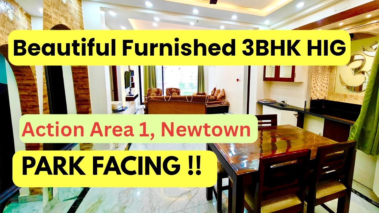 Beautiful furnished park view 3bhk flat 1480 sqft in Newtown Kolkata action area 1 #3bed