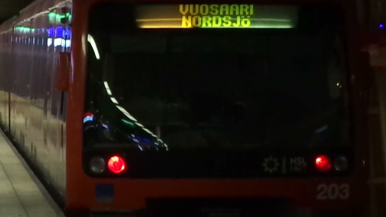 Metro from Itäkeskus to Vuosaari of Helsinki 9-**: Bombardier M200 #203, line to Vuosaari (01.11.19)