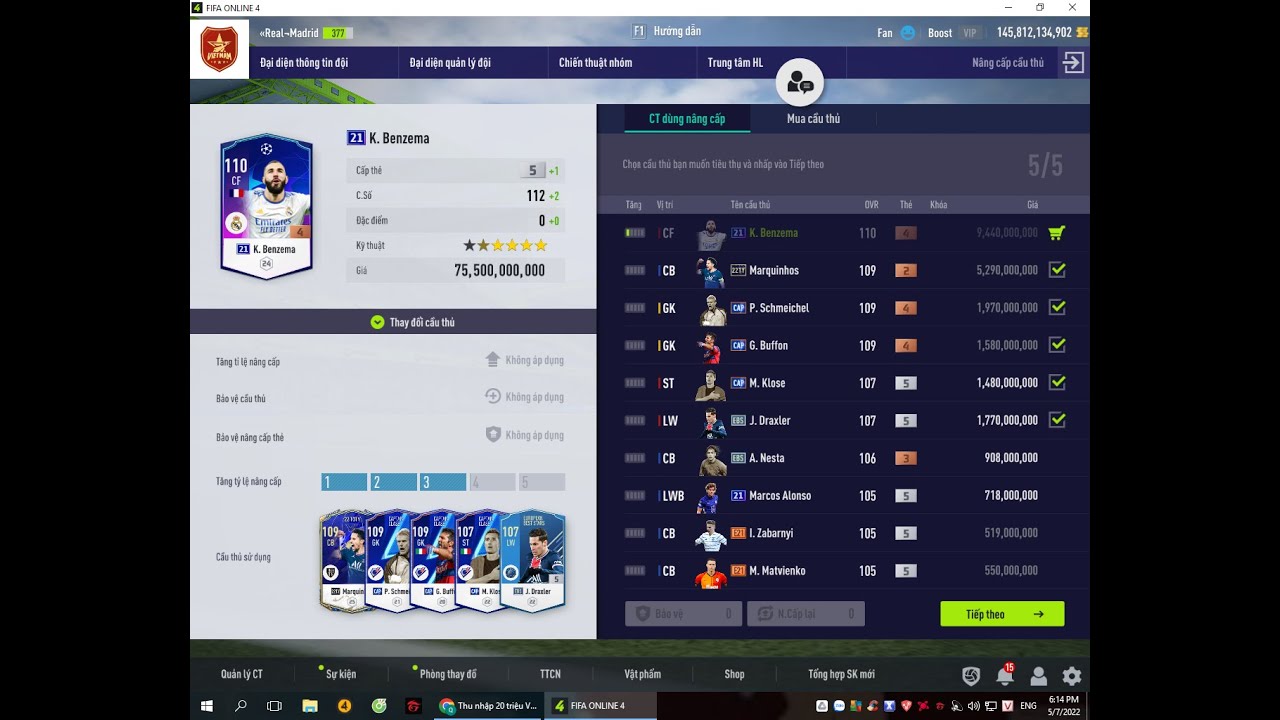 Fo4 : Đập Benzema 21UCL +5