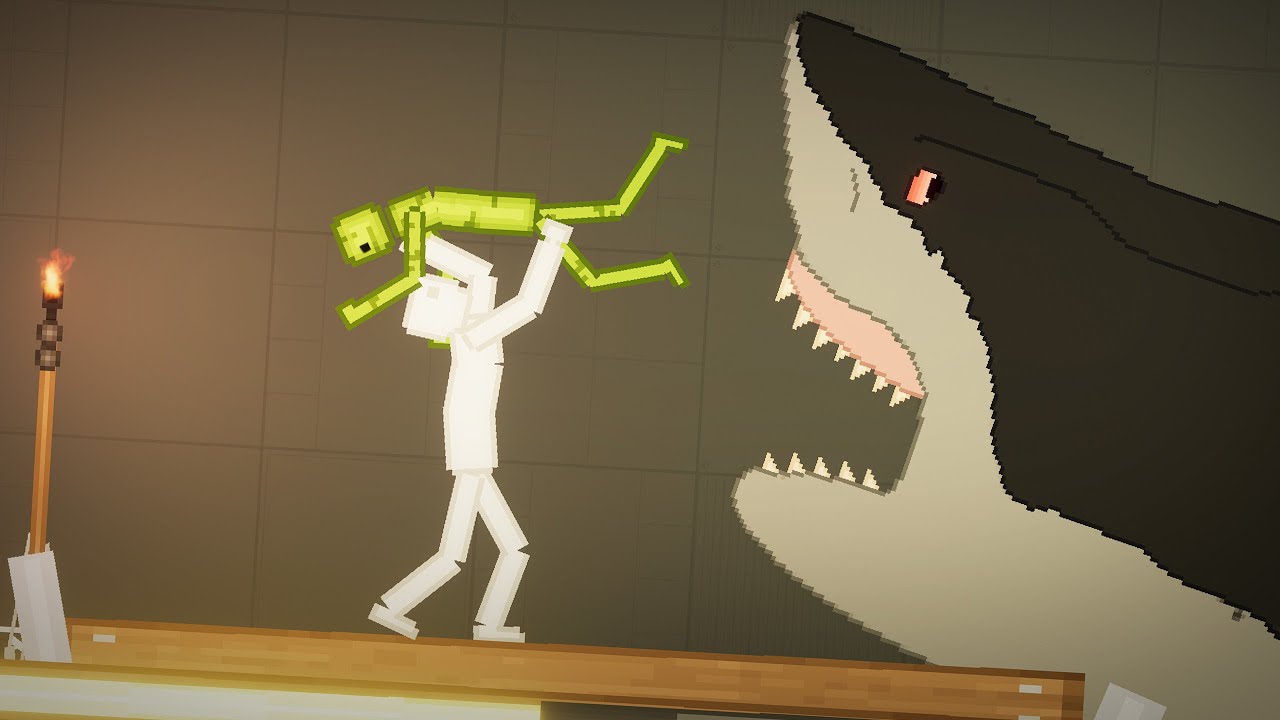 People Fight with Melons Over The Megalodon Ocean in People Playground