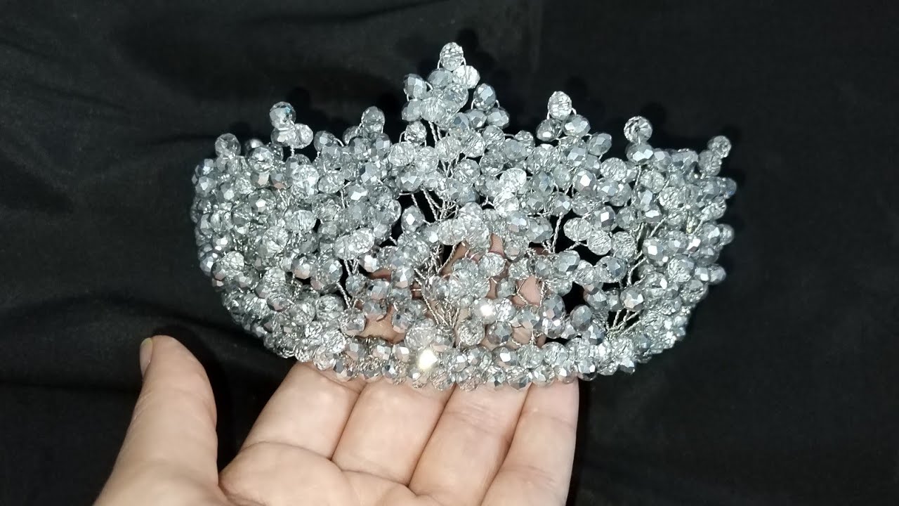 طريقة عمل تاج العروسة هاند ميد Bridal crown making / Kristal tasli tac yapimi