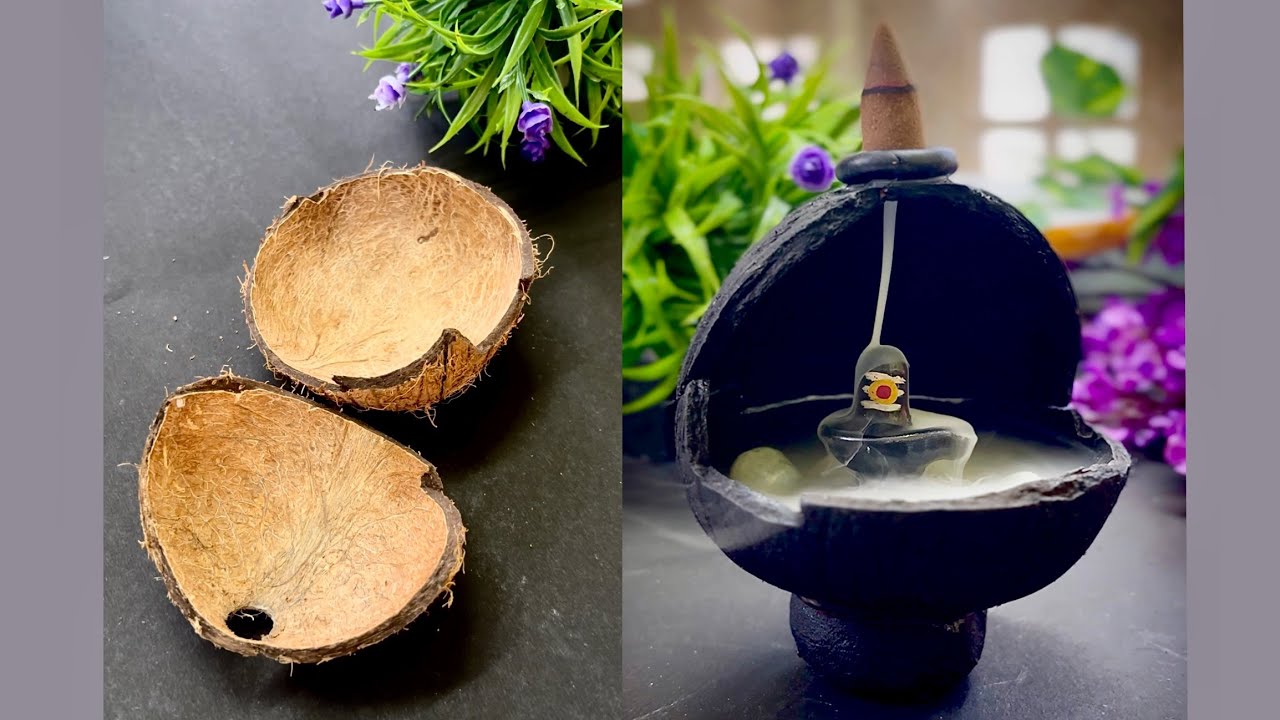 DIY Lord Shiva Dhoop Stand using Coconut Shell | Smoke Fountain | Backflow Incense #smokefountain