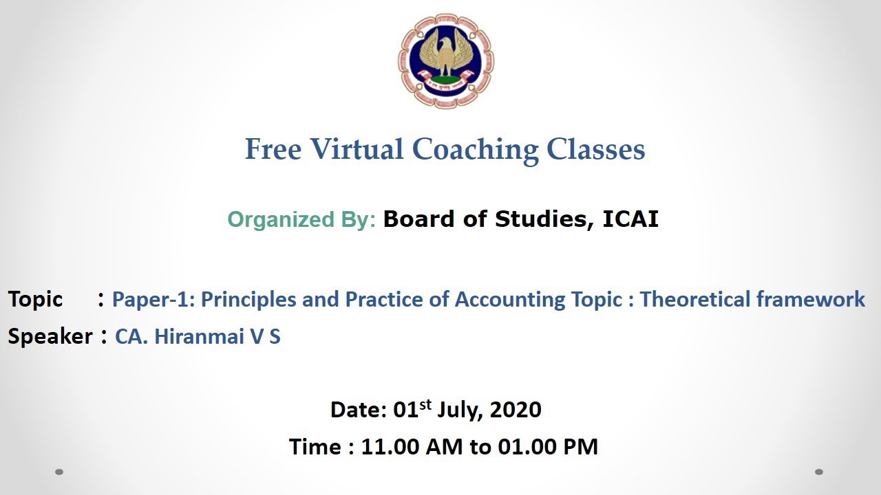 Foundation: Paper 1: Principles and Practice of Accounting: Morning Session: 01.07.2020