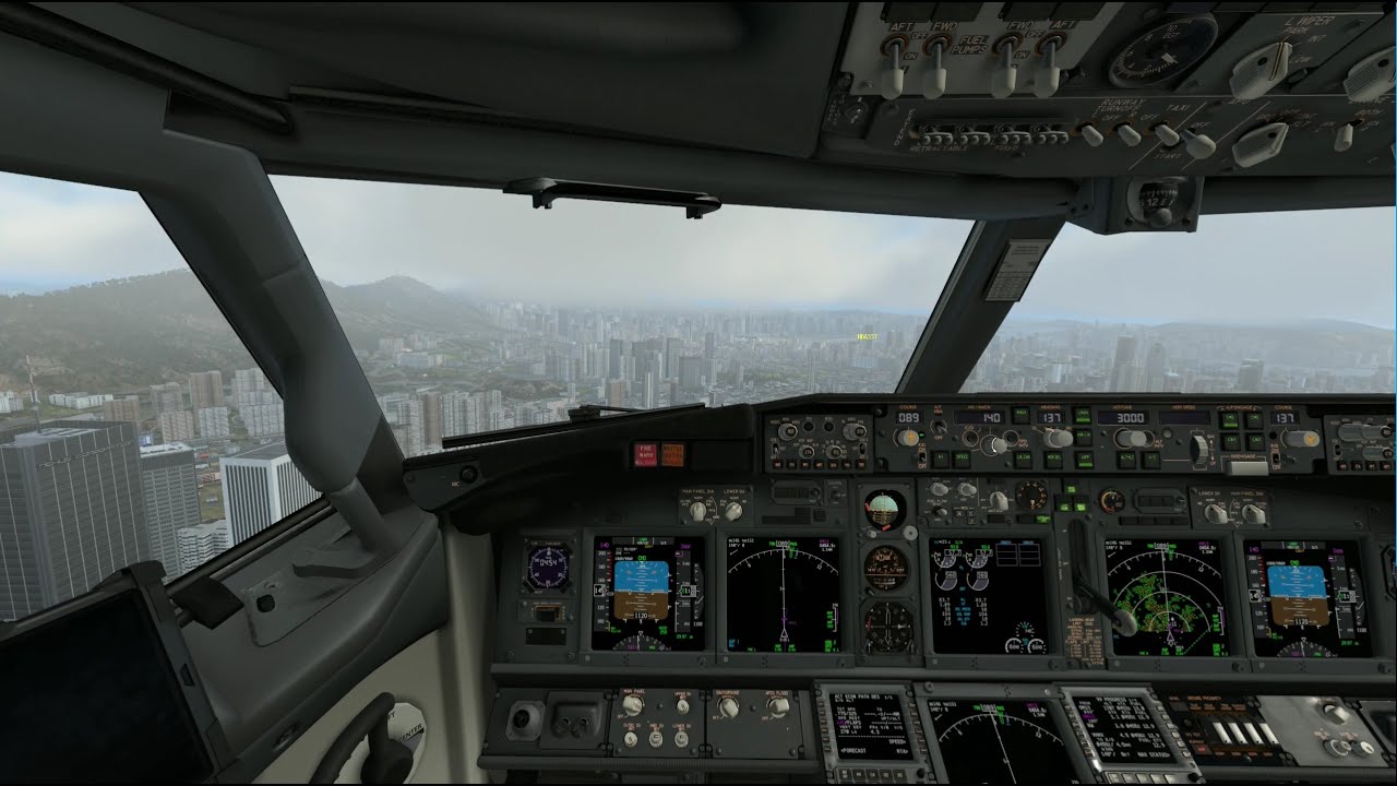 X-Plane 12 suicidal approach at Hong Kong Kai Tak RW13 VHHX with Zibo 737-800
