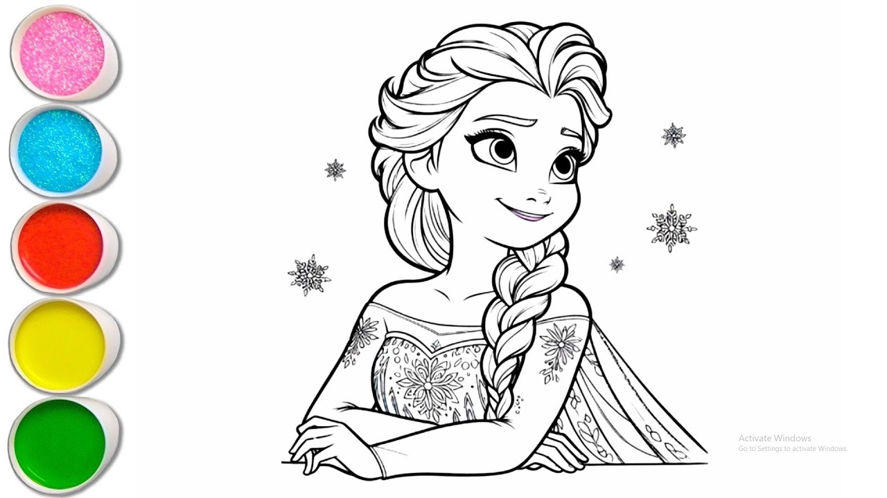 Cute Elsa Frozen Drawing for kids, Painting & Coloring for kids, Toddlers | Let's Draw Together