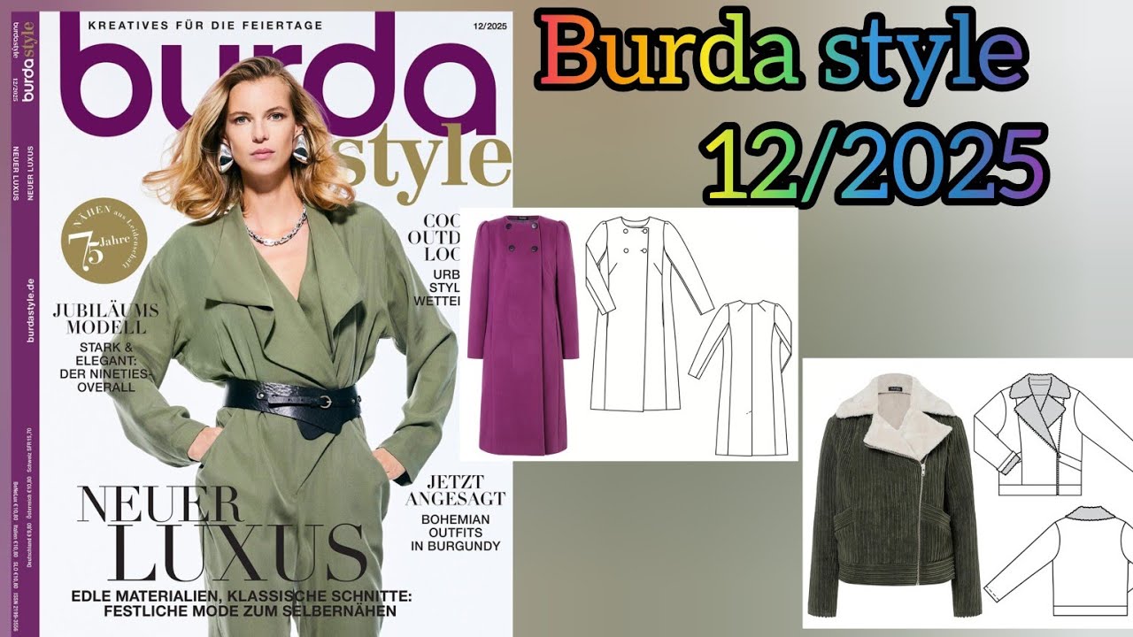 Burda style 12/2025, full preview and complete line drawing. 